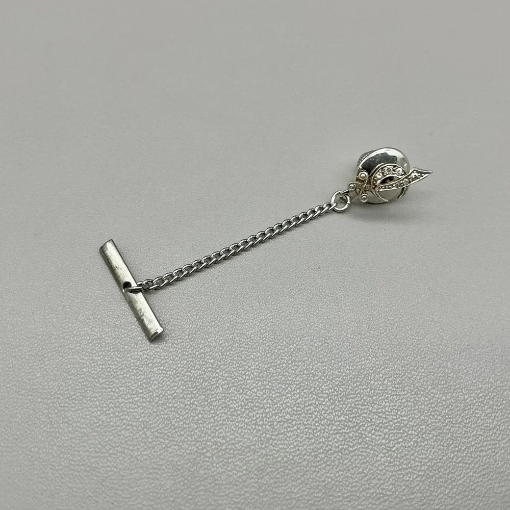 Vintage Masonic Shriner Scimitar Crescent Tie Tack Silver Tone Men's Lapel Pin